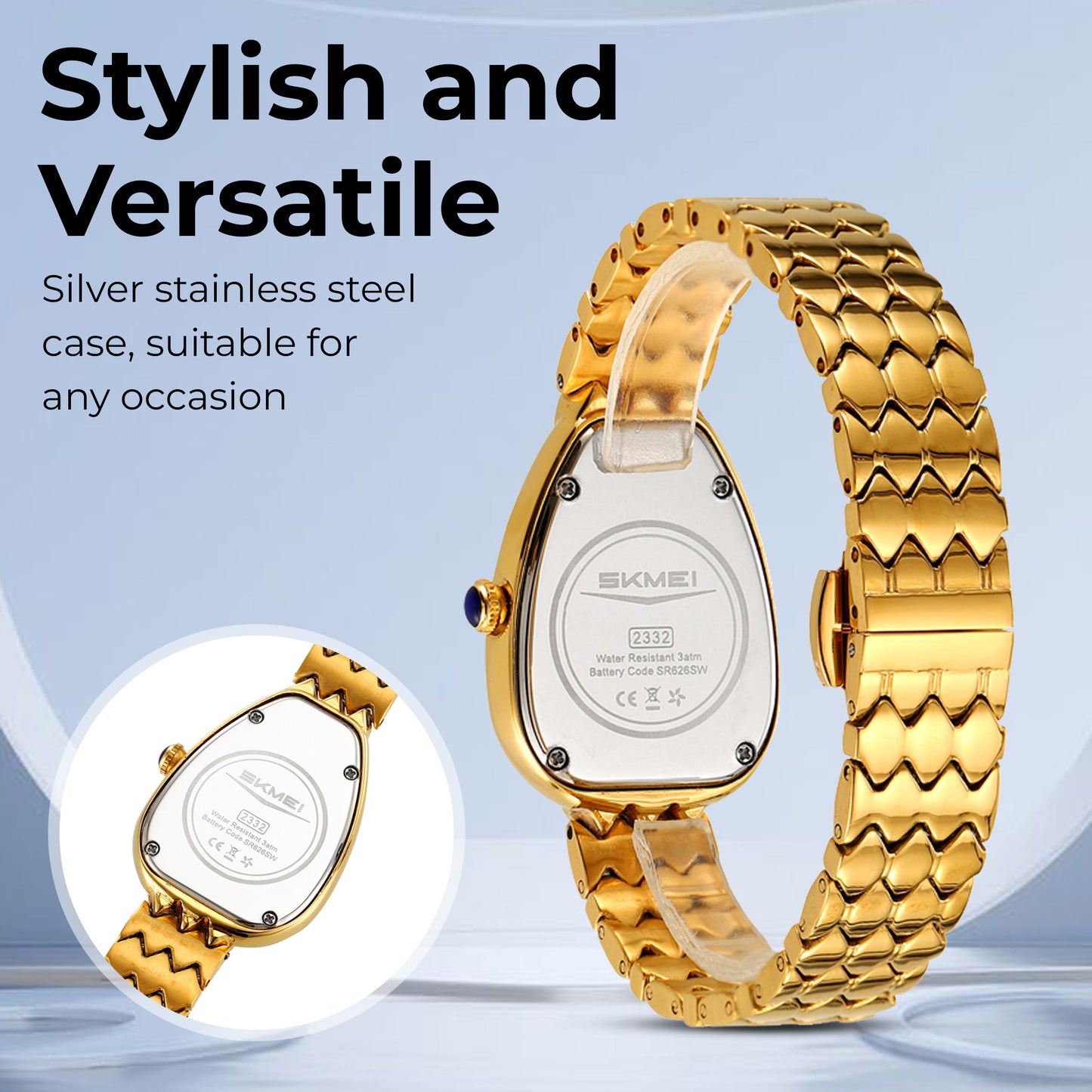 Skmei Quartz Analog Dial Stainless Steel Strap Watch for Women - 2332