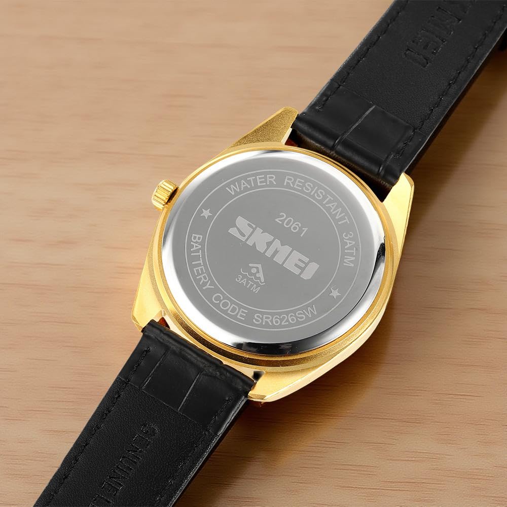 Premium Men's Analog Dress Watch Textured Dial & Embossed Leather Strap