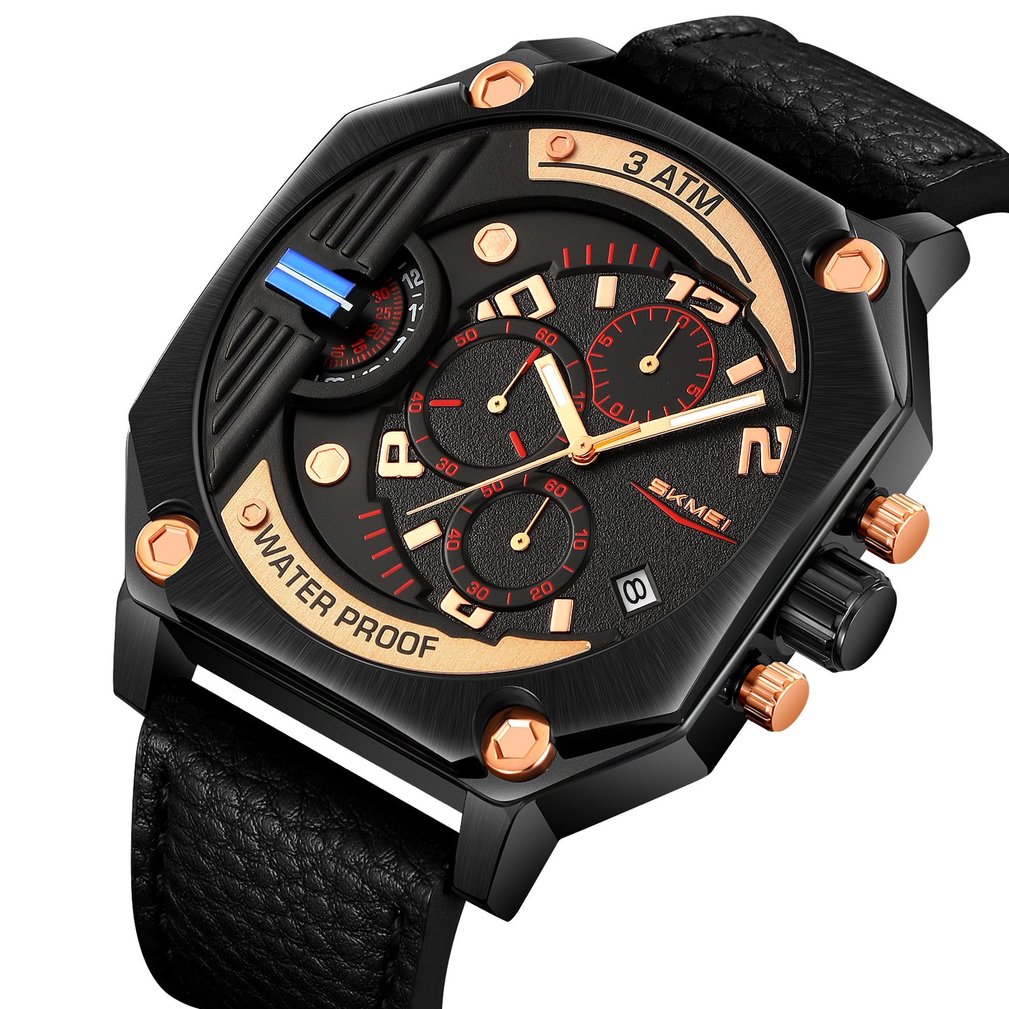 Skmei Quartz Analog Dial Leather Strap Watch for Men - 9343