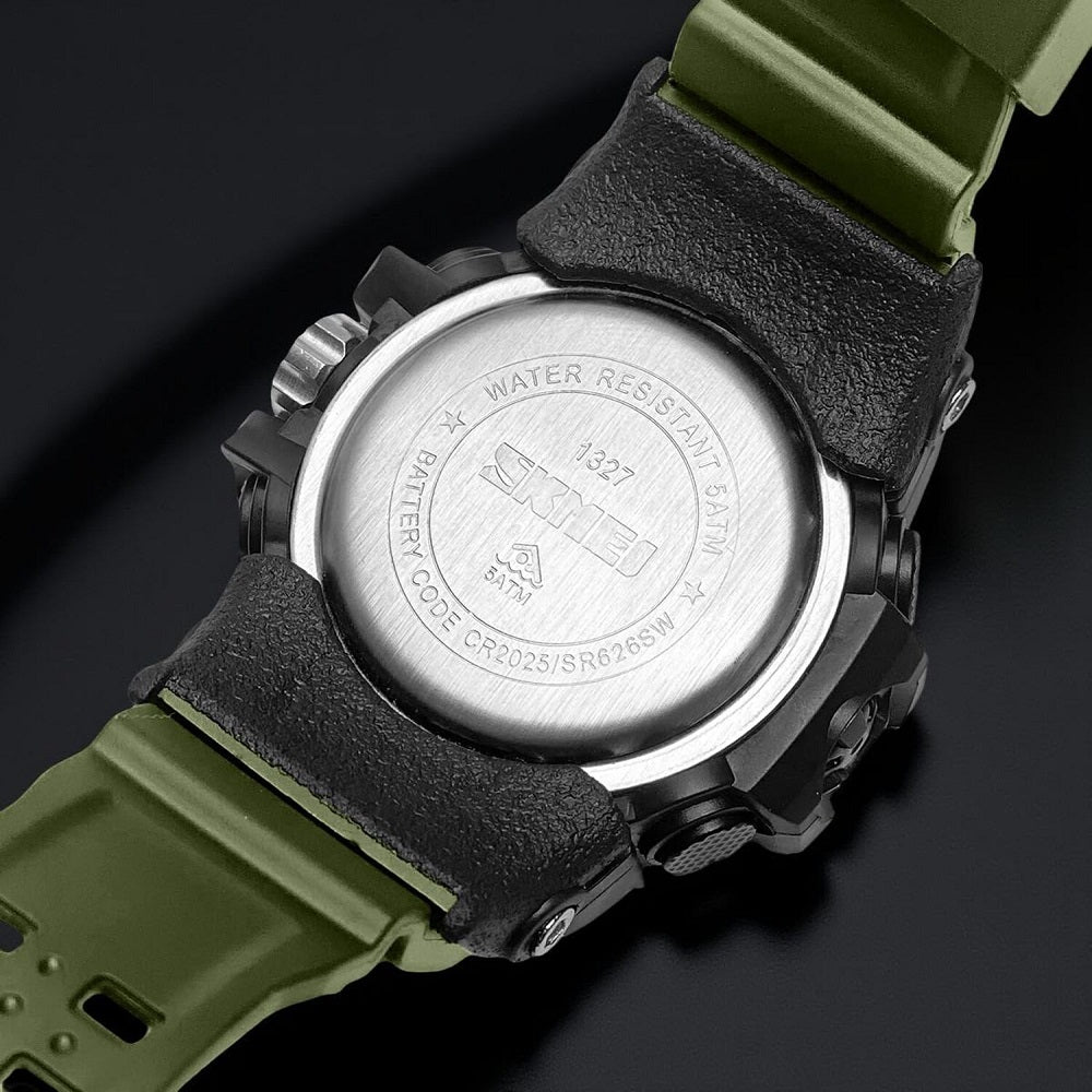 Dual Display Sports Wrist Watch with Rugged Design and Resin Strap For Men