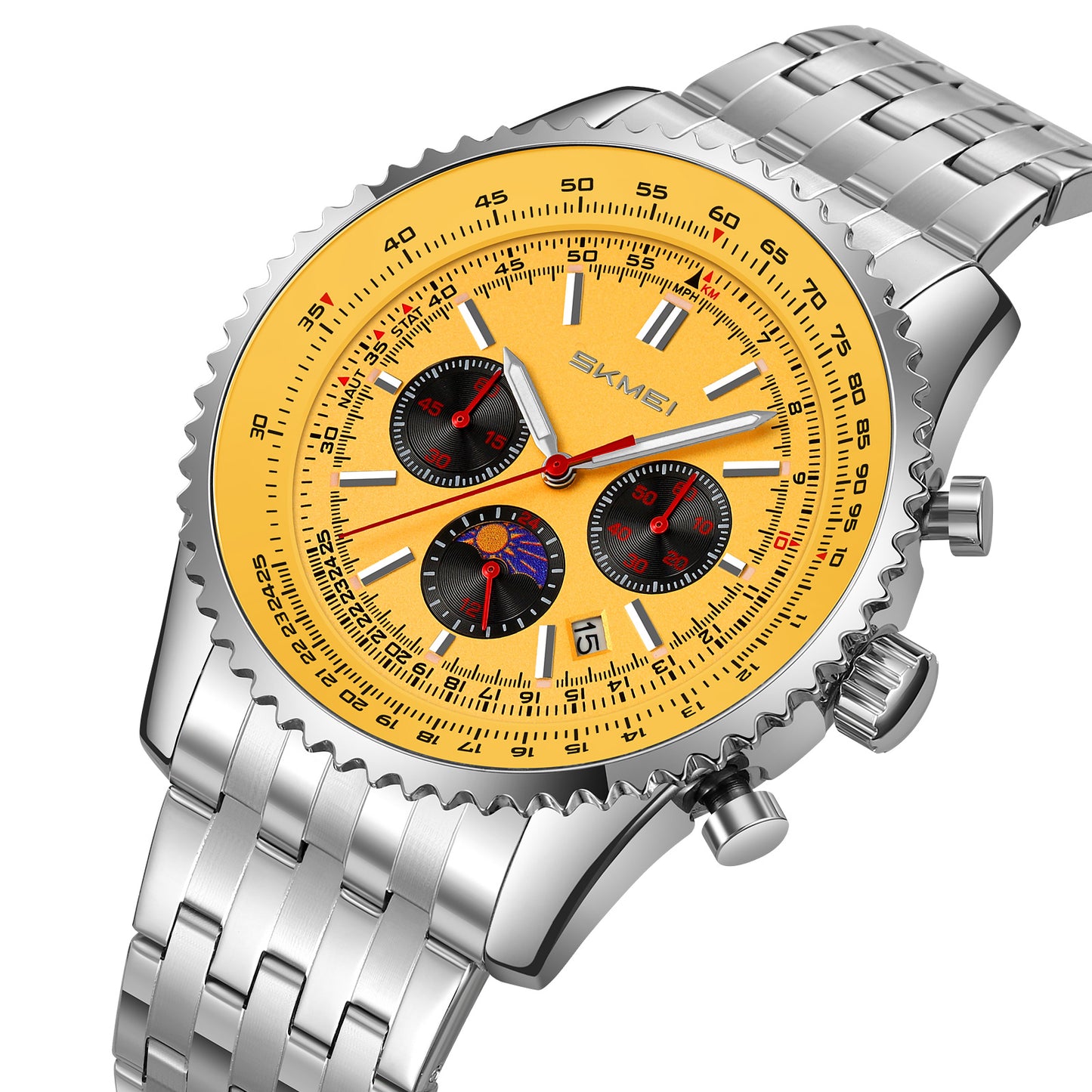 Skmei Quartz Analog Dial Stainless Steel Strap Watch for Men - 9348