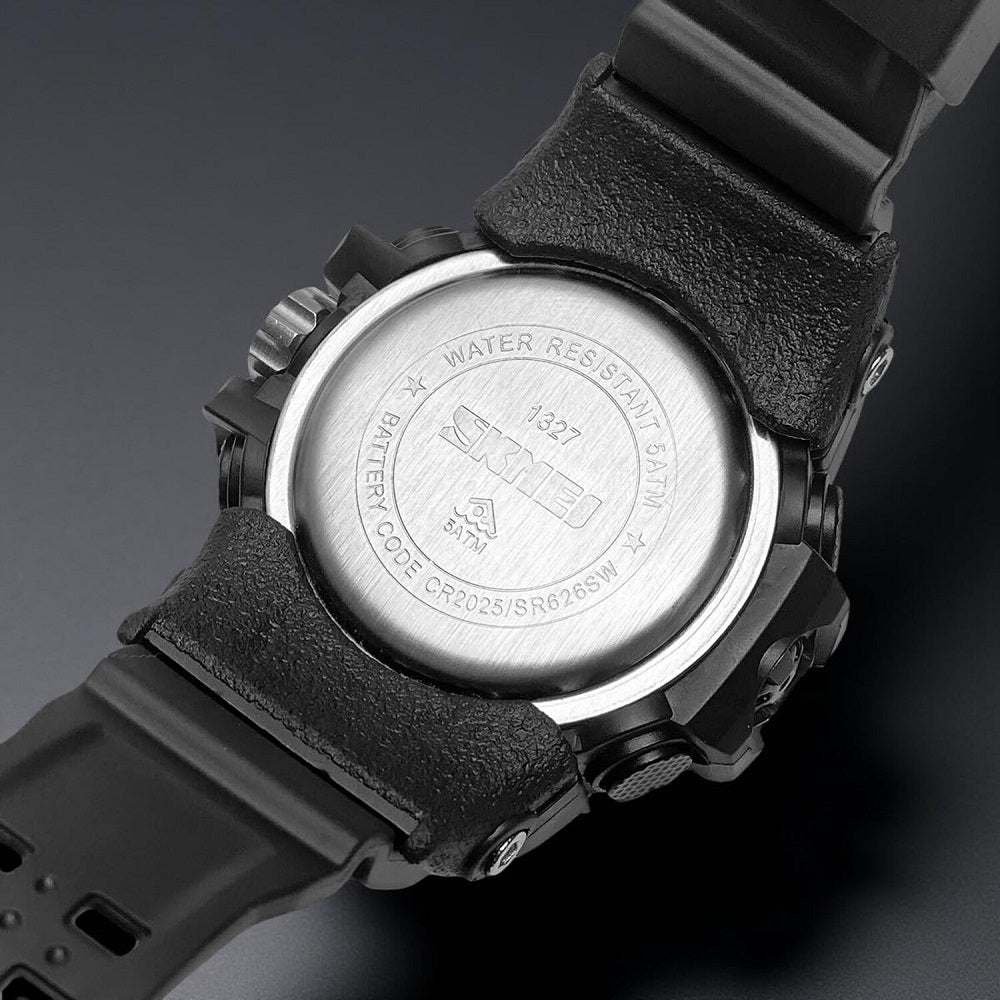 Dual Display Sports Wrist Watch with Rugged Design and Resin Strap For Men
