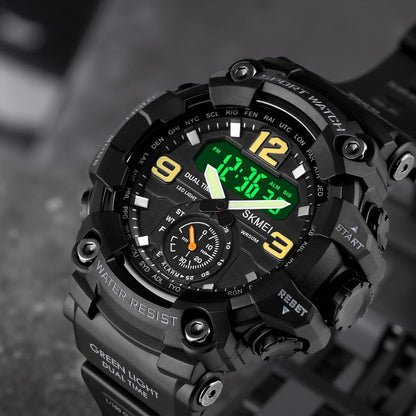 Premium Analog Digital Sports Watch for Men with Dual Time LED Display Alarm and Rugged Design