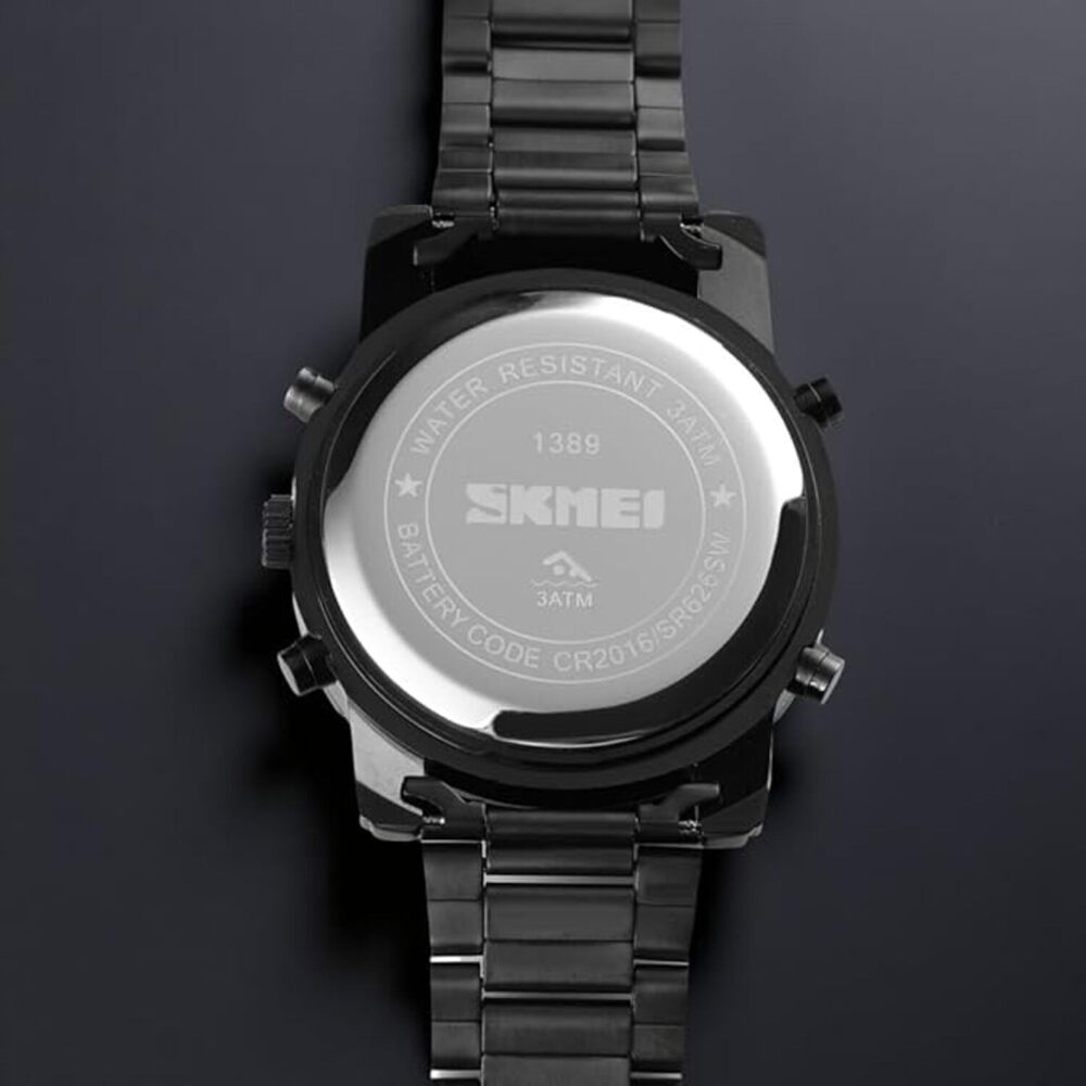 Luxury Analog Digital Stainless Steel Watch for Men with Dual Time Display and Premium Business Style