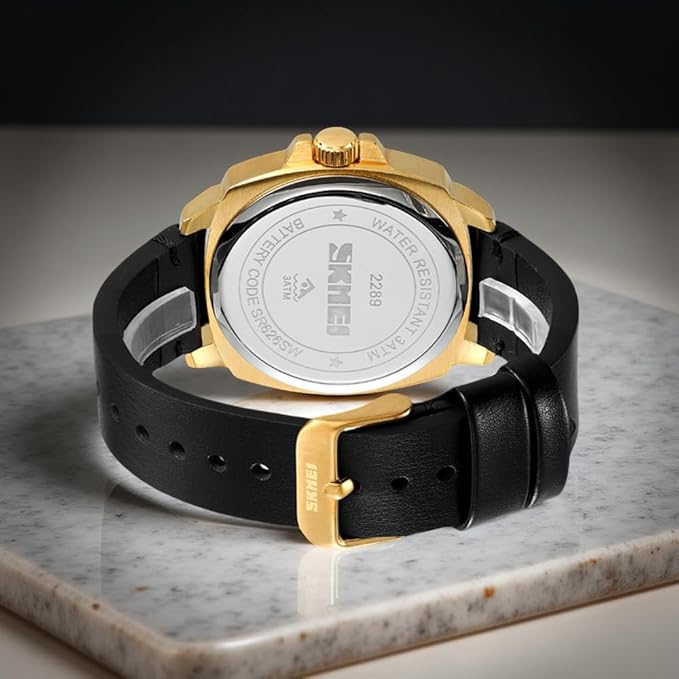 Premium Skeleton Dial Analog Wrist Watch with Leather Strap for men