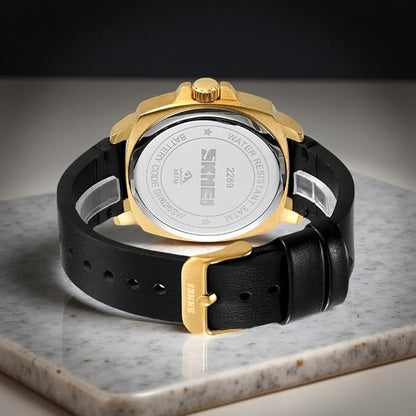 Premium Skeleton Dial Analog Wrist Watch with Leather Strap for men