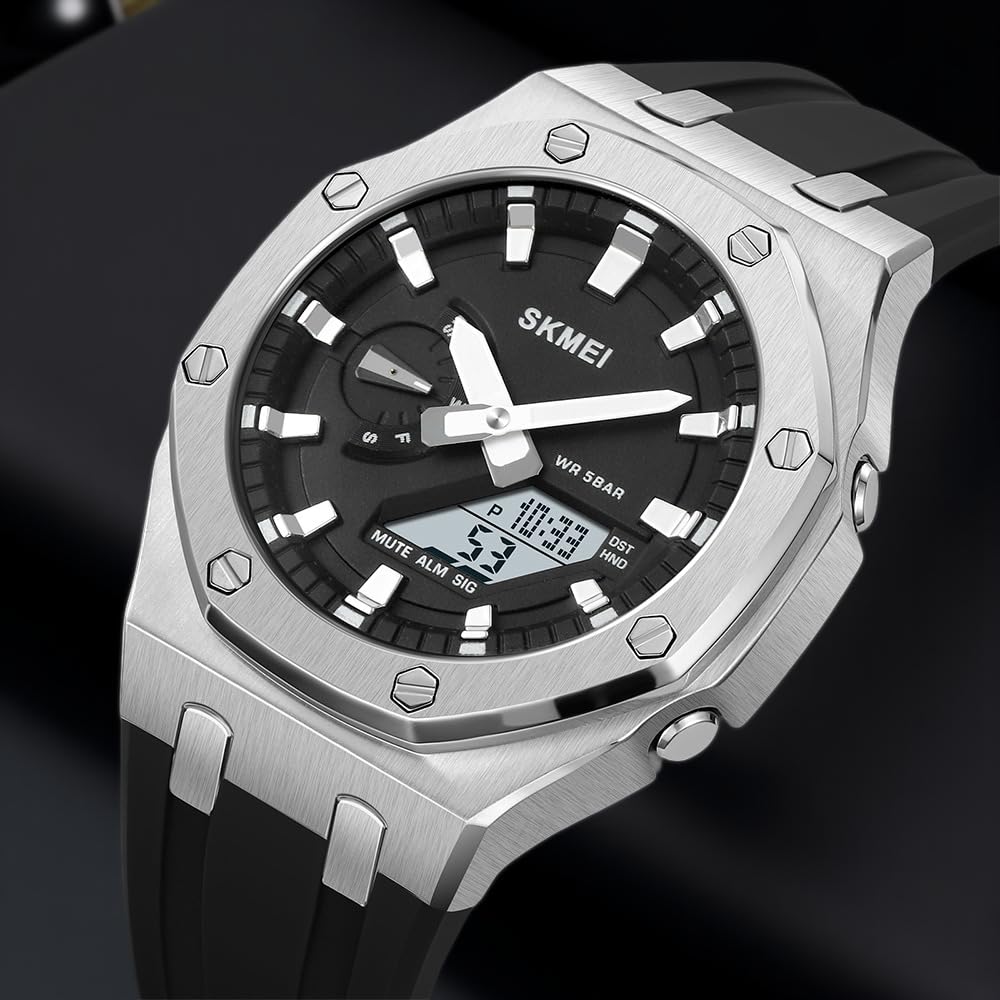 Premium Analog Digital Wrist Watch with Silicone Strap