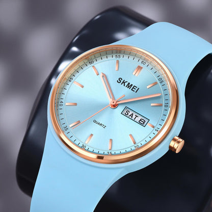 Premium Minimalist Quartz Timepiece for Women with Integrated Strap and Calendar Window