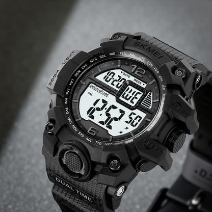 Rugged Digital Sports Watch for Men with Dual Time Display and Outdoor Adventure Style