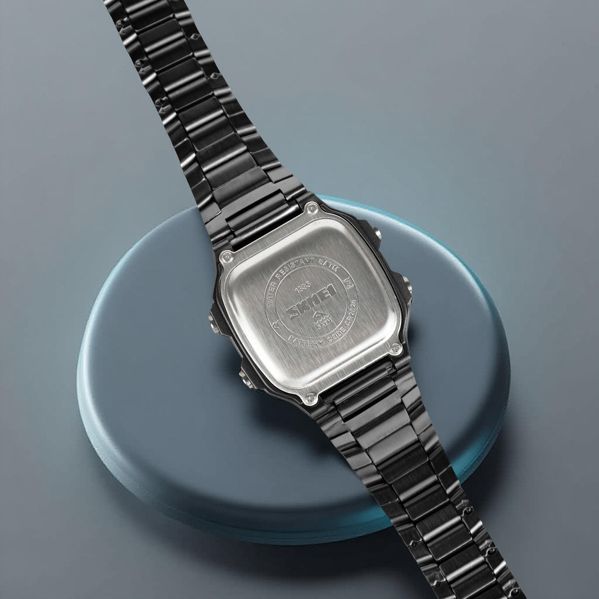 Digital Watch for Men with Black Stainless Steel Strap and Round Dial for Casual & Formal Wear