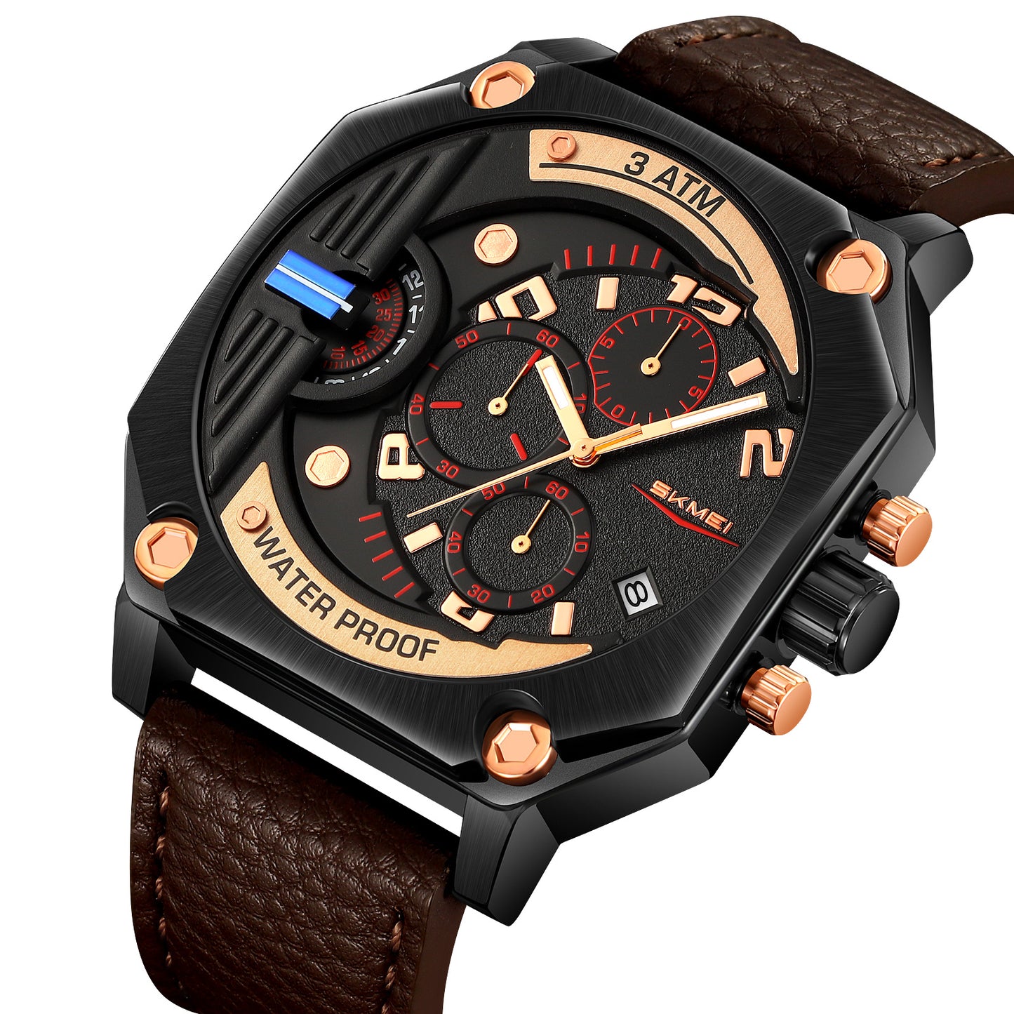 Skmei Quartz Analog Dial Leather Strap Watch for Men - 9343