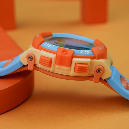 Kids Sports Multi Function Digital Watch, Multicolor Dial Sky ABS Case Kid's Watch, PU Rubber Strap Band, Waterproof LED Light Children Wristwatch