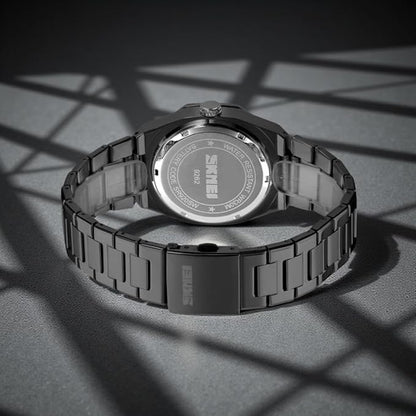 Premium Black Watch for Men – Stainless Steel Strap, Analog Dial with Date Function
