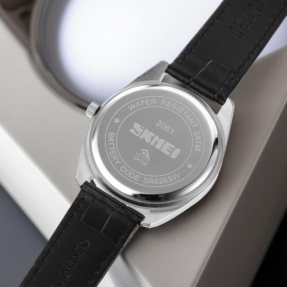 Premium Men's Analog Dress Watch Textured Dial & Embossed Leather Strap