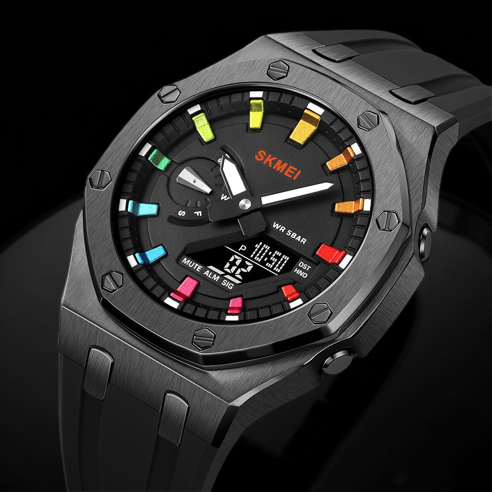 Premium Analog Digital Wrist Watch with Silicone Strap