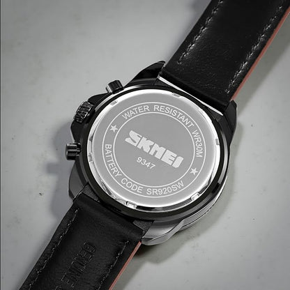 Men Quartz Watch Six Pointer Popular Leather Strap Waterproof Watch