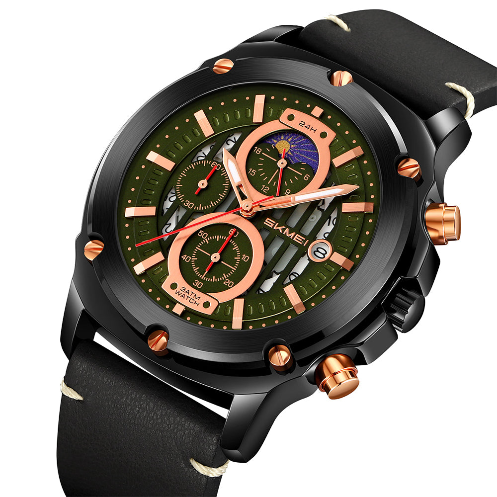 Skmei Quartz Analog Dial Leather Strap Watch for Men - 9351