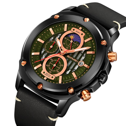 Skmei Quartz Analog Dial Leather Strap Watch for Men - 9351