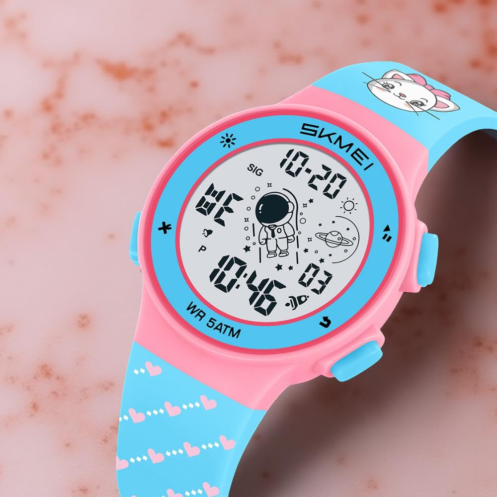 Kids Digital Watch with Cartoon Space Design and Soft Comfortable Strap for Daily Wear