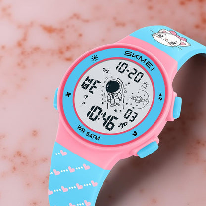Kids Digital Watch with Cartoon Space Design and Soft Comfortable Strap for Daily Wear