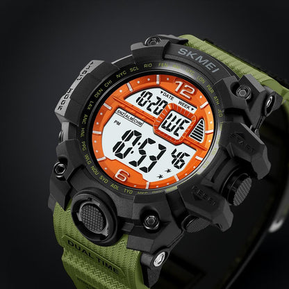 Rugged Digital Sports Watch for Men with Dual Time Display and Outdoor Adventure Style
