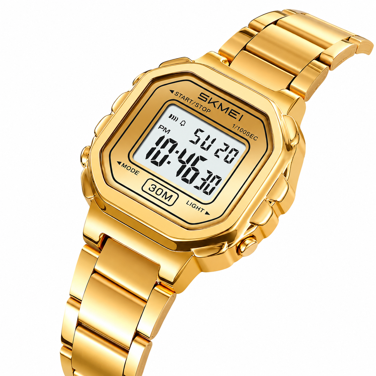 Digital Display Metal Strap Wrist Watch for women