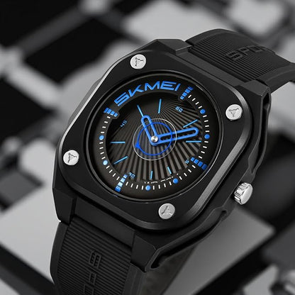 Minimalist Analog Wrist Watch with Textured Strap for men