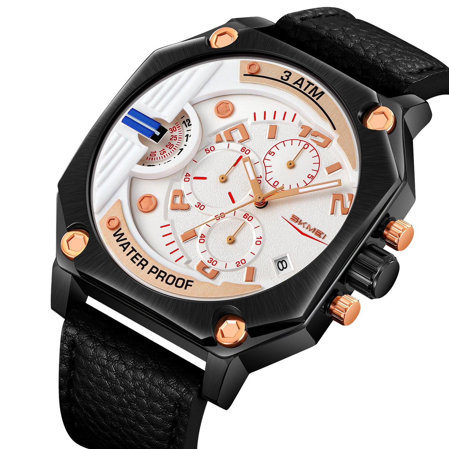 Skmei Quartz Analog Dial Leather Strap Watch for Men - 9343