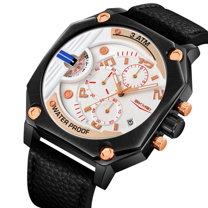 Skmei Quartz Analog Dial Leather Strap Watch for Men - 9343