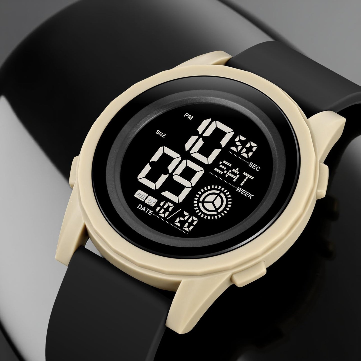 Rugged Digital Sports Wristwatch with Flexible Strap for men