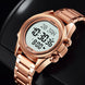Digital Watch for Men with Rose Gold Stainless Steel Strap and Round Dial for Casual & Formal Wear