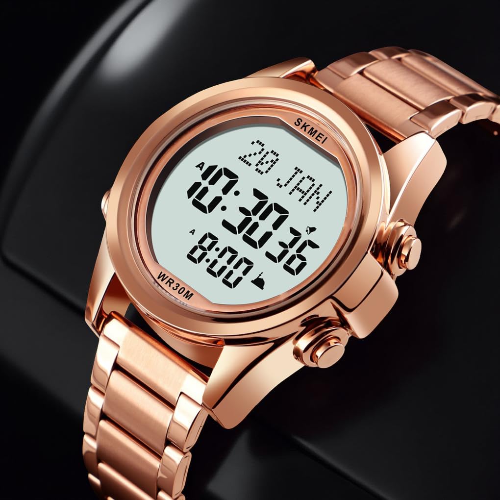 Digital Display White Dial Zinc Alloy Men's Stainless Steel Black Color Stylish Watch