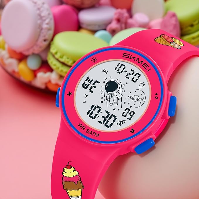 Kids Digital Watch with Cartoon Space Design and Soft Comfortable Strap for Daily Wear