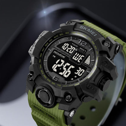 Rugged Digital Sports Watch for Men with Dual Time Display and Outdoor Adventure Style