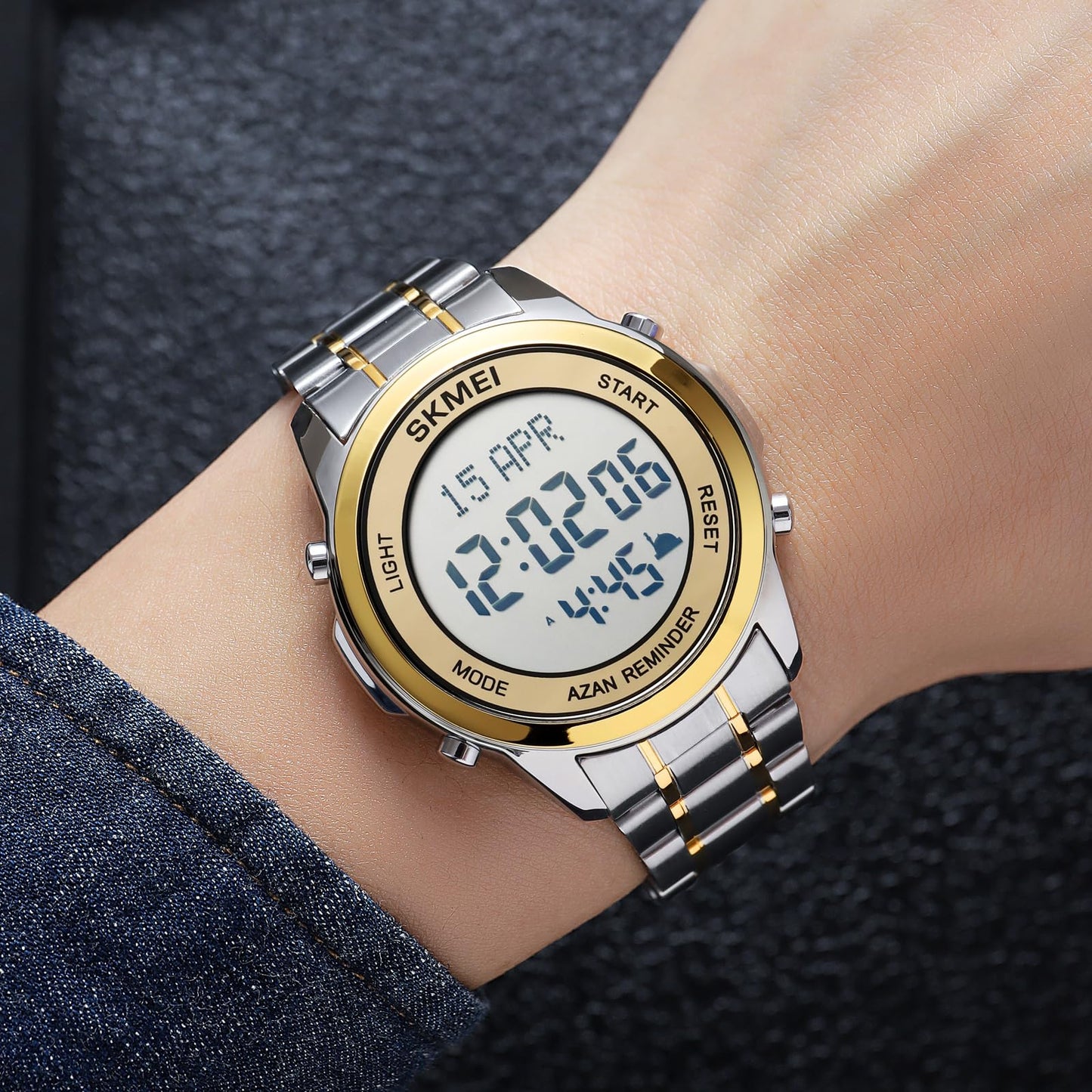 Digital Watch with Stainless Steel Strap for men