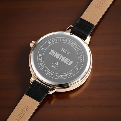 Elegant Analog Quartz Timepiece for women with Crystal Accents and Textured Strap