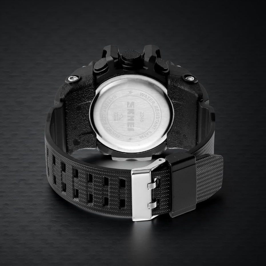 Digital Watch for Men with Black Silicone Strap and Round Dial for Casual & Formal Wear