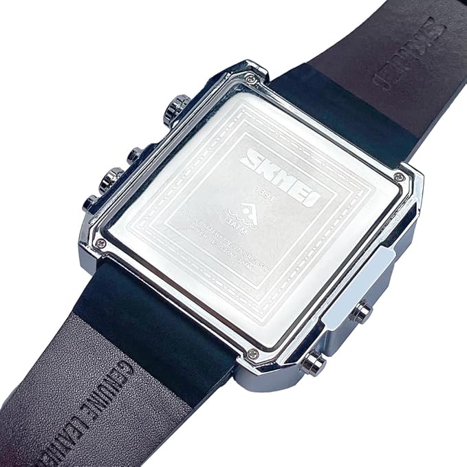 Multi Display Analog Digital Wrist Watch with Leather Strap For Men