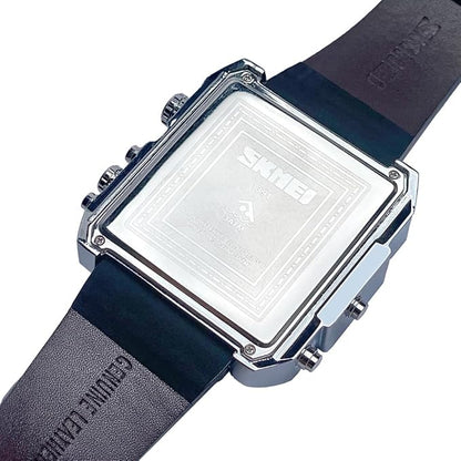 Multi Display Analog Digital Wrist Watch with Leather Strap For Men