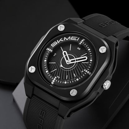 Minimalist Analog Wrist Watch with Textured Strap for men