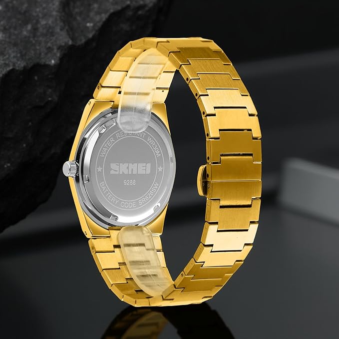 Men's Analog Quartz Stainless Steel Watch All-in-one Fashion, Water Resistant, Supply Calendar Week