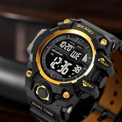 Rugged Digital Sports Watch for Men with Dual Time Display and Outdoor Adventure Style
