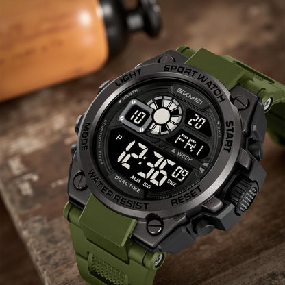 Rugged Digital Sports Watch with Dual Time Display for men