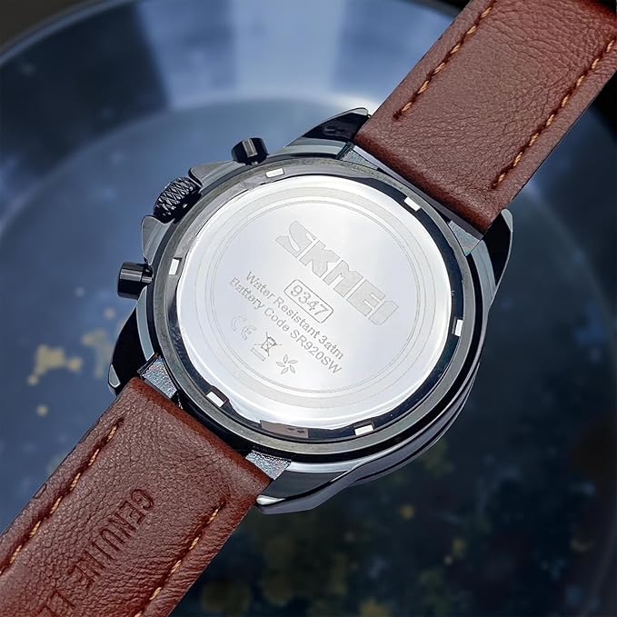 Men Quartz Watch Six Pointer Popular Leather Strap Waterproof Watch