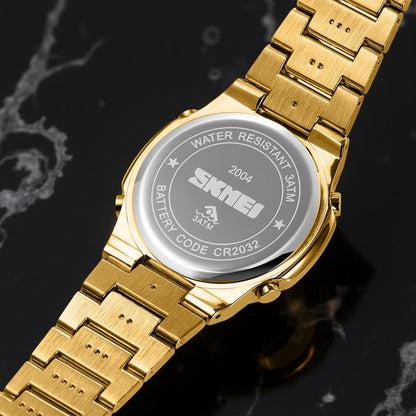 Premium Digital Sports Watch for Men with Stainless Steel Strap, Waterproof Style Wrist Watch for Casual Outdoor and Daily Wear