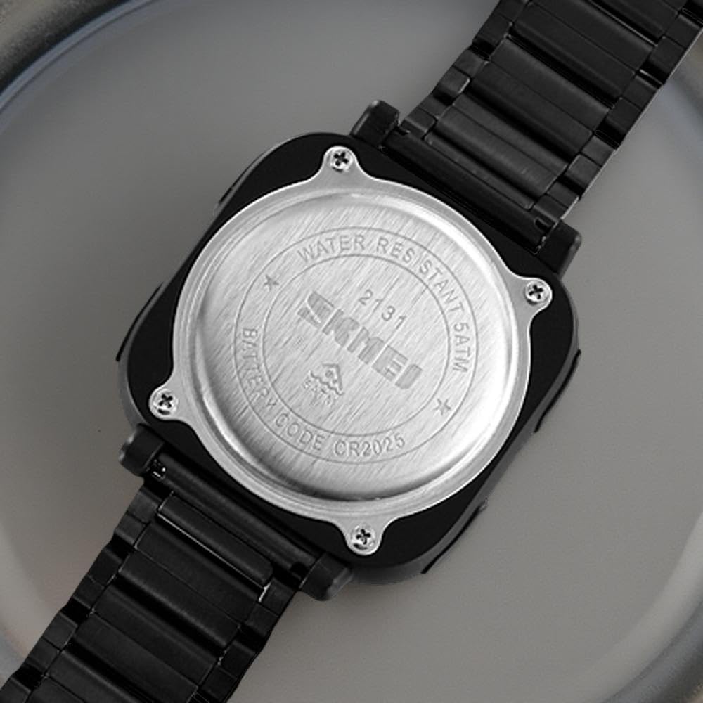 Digital Watch for Men with Black Stainless Steel Strap and Round Dial for Casual & Formal Wear