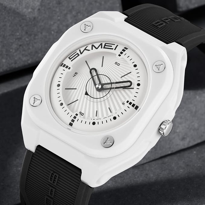 Minimalist Analog Wrist Watch with Textured Strap for men