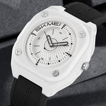 Minimalist Analog Wrist Watch with Textured Strap for men