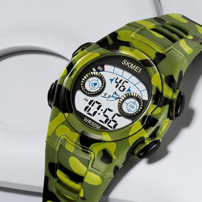 Digital Kids Watch LED Display, Round Dial, Waterproof Sports Watch with Alarm, Date & Comfortable Strap