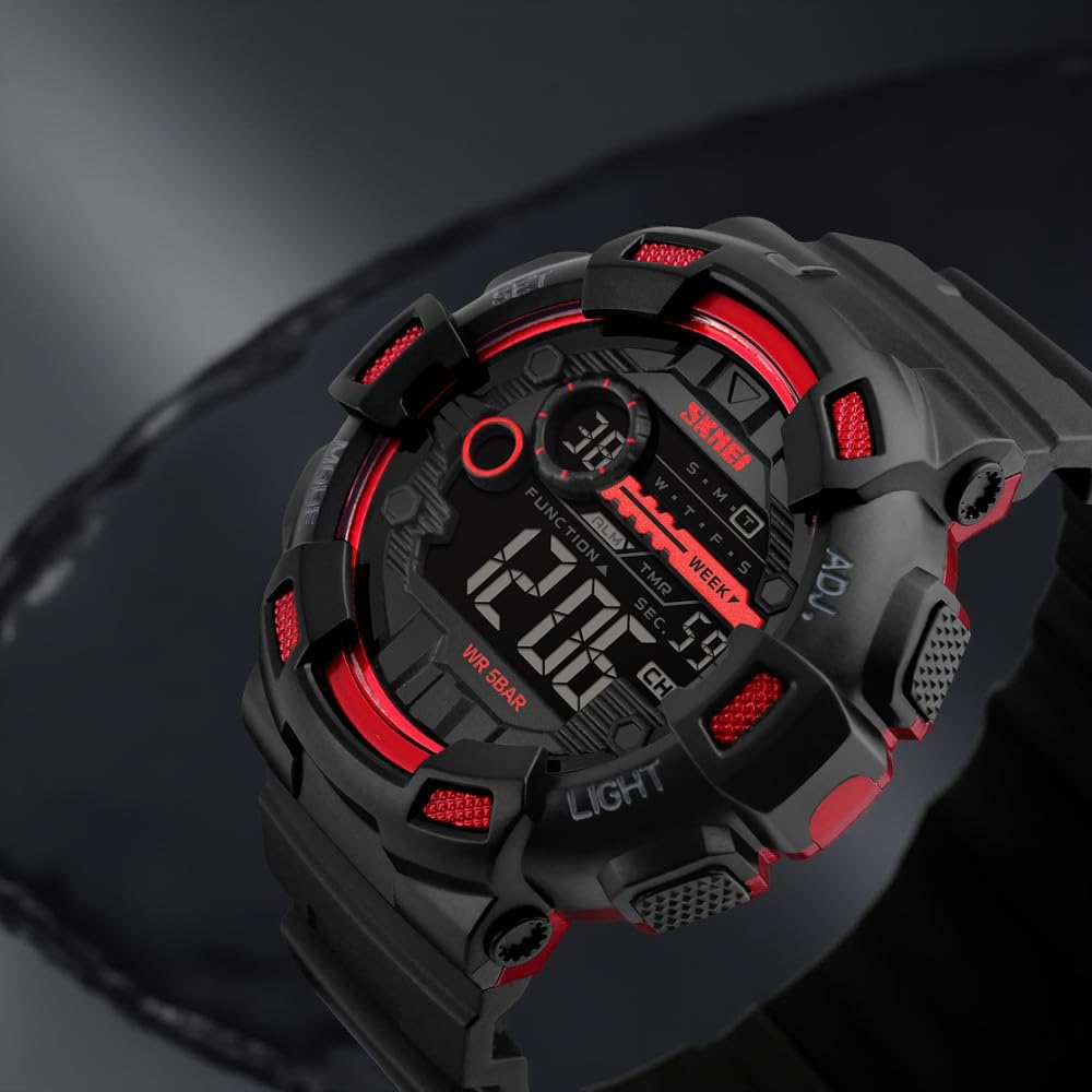 Digital Sports Watch for Men with Alarm Week Display LED Light and Durable Strap